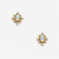 Natural Opal Snowflake Stud Earrings in Gold Plated Silver