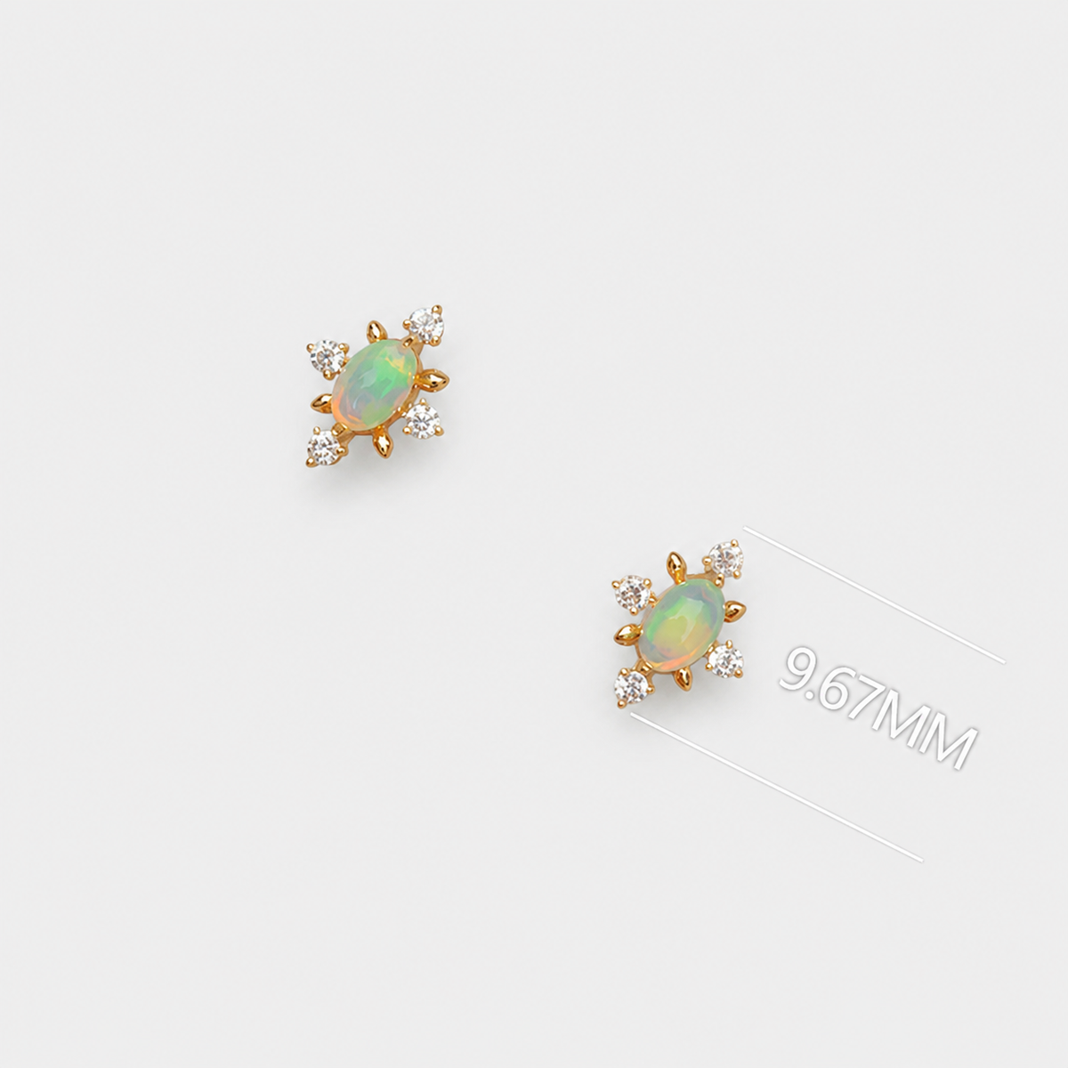 Natural Opal Snowflake Stud Earrings in Gold Plated Silver