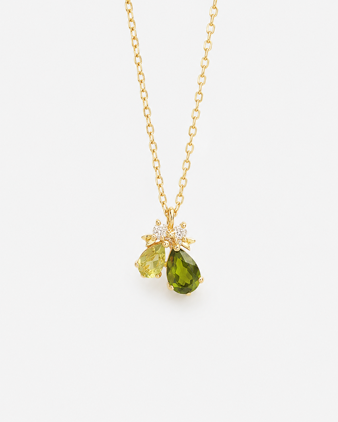 Natural Peridot & Chrome Diopside Pendant Necklace