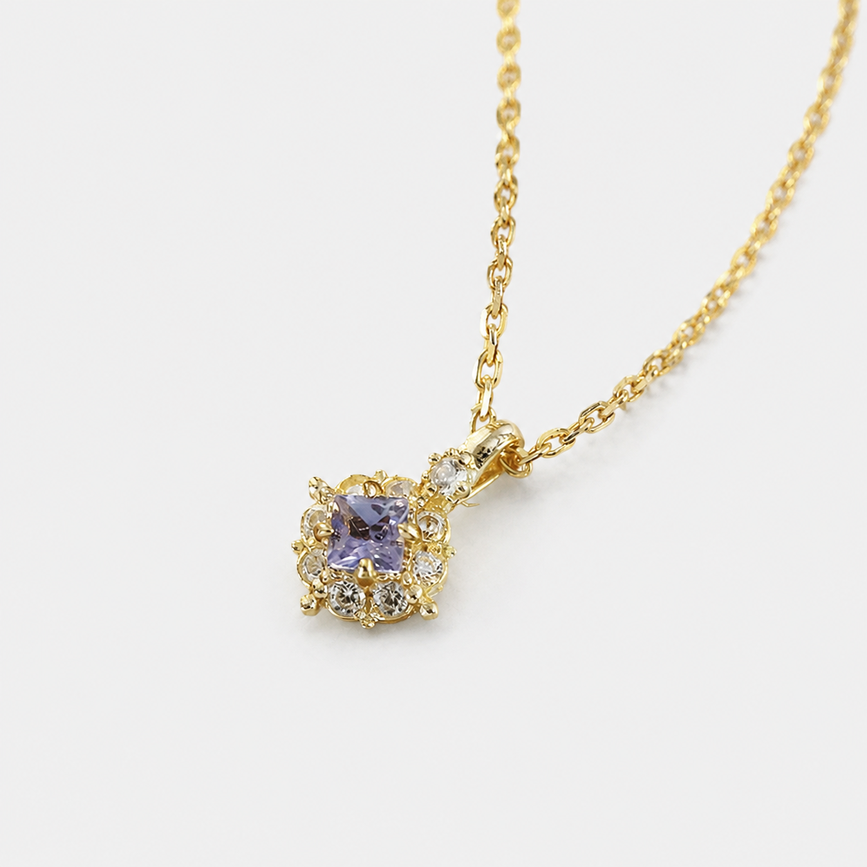 Natural Tanzanite Pendant Necklace in Gold Plated Silver