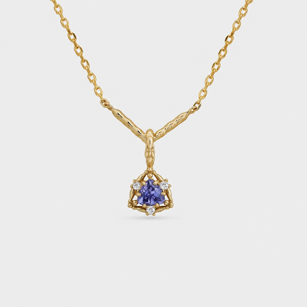Natural Tanzanite Trillion Cut Necklace
