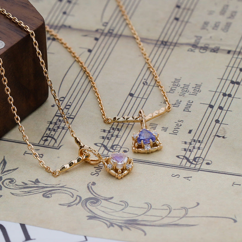 Natural Tanzanite Trillion Cut Necklace