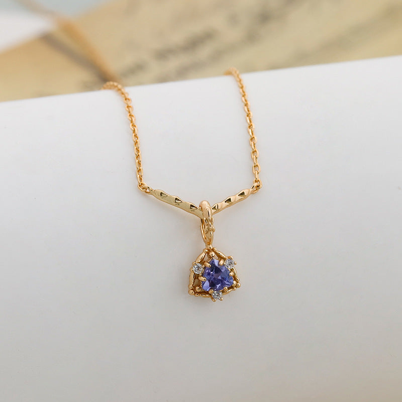 Natural Tanzanite Trillion Cut Necklace
