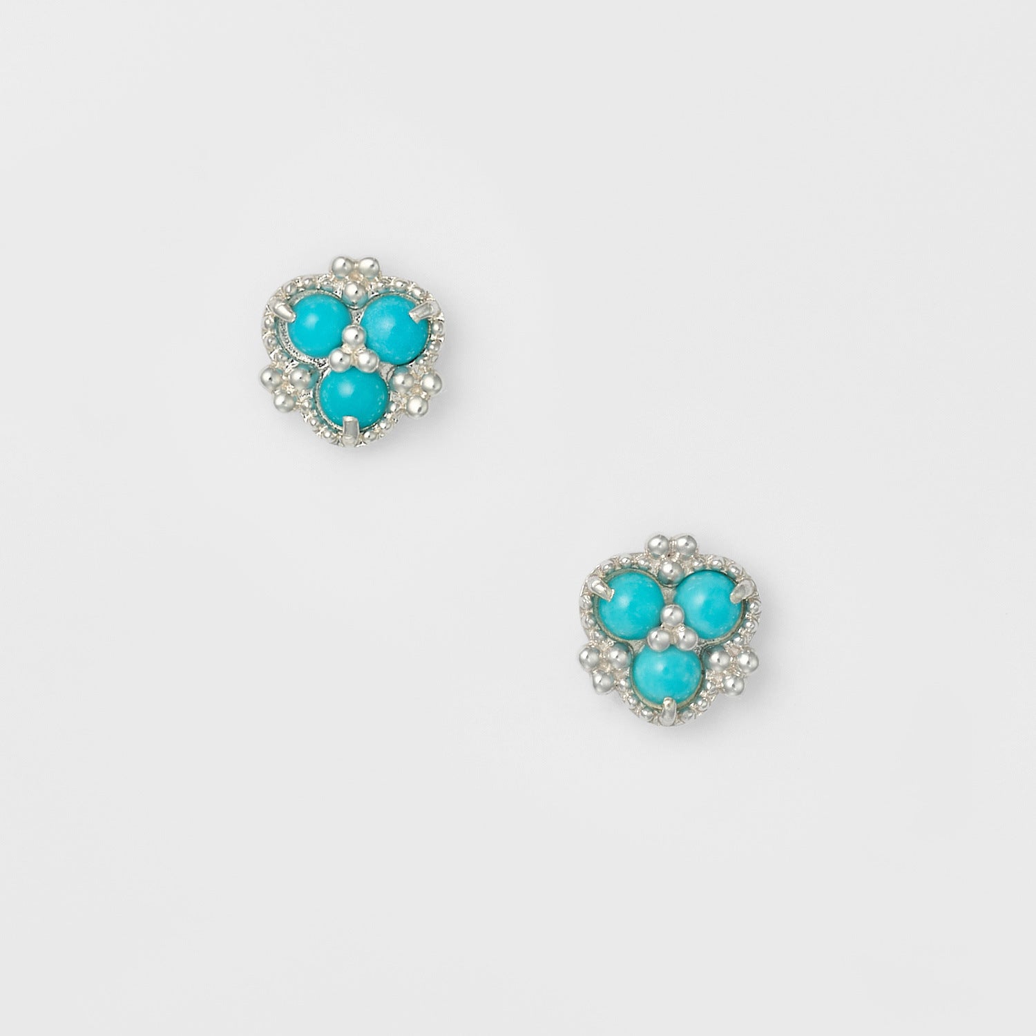 Natural Turquoise Flower Cluster Stud Earrings