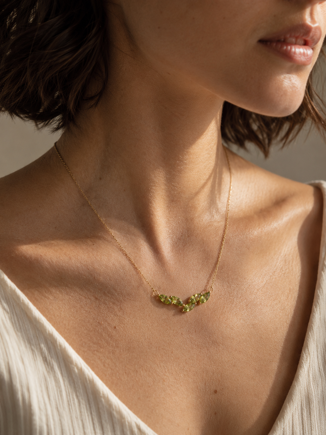 Natural Marquise Peridot Wisteria Necklace