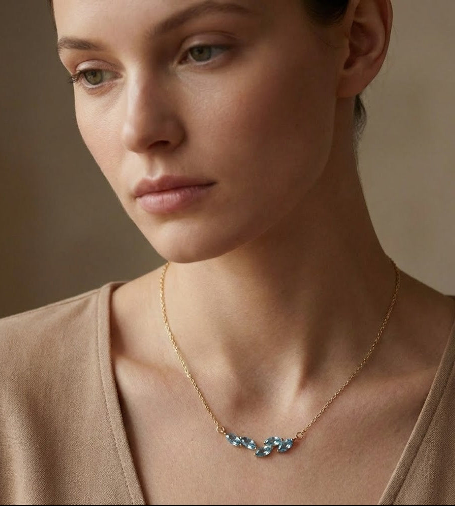 Natural Marquise Topaz Wisteria Necklace