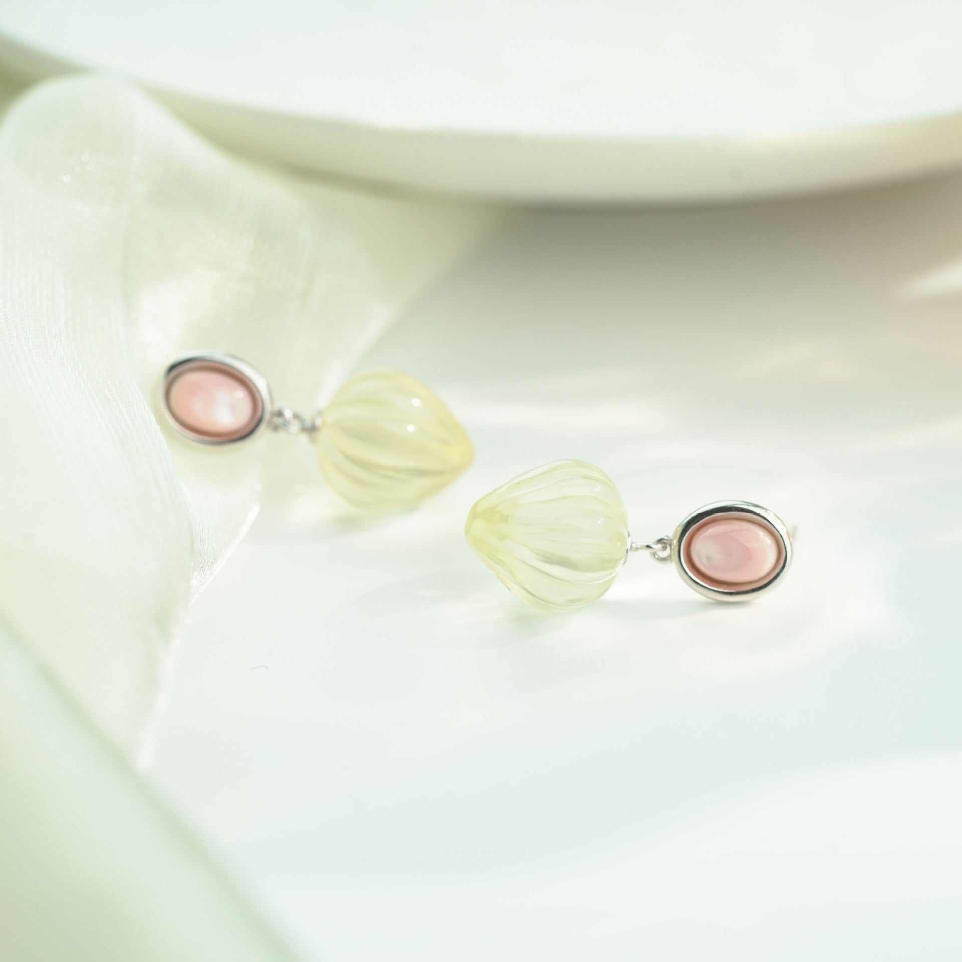 Hot Air Balloon Crystal Earrings | Rose Quartz / Citrine