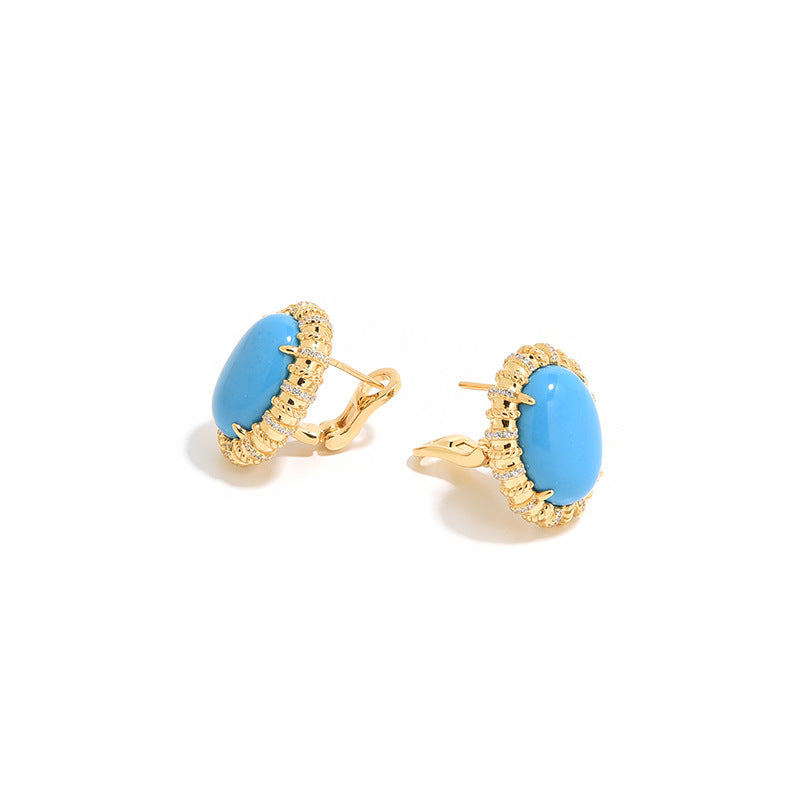 Oval Turquoise Statement Earrings