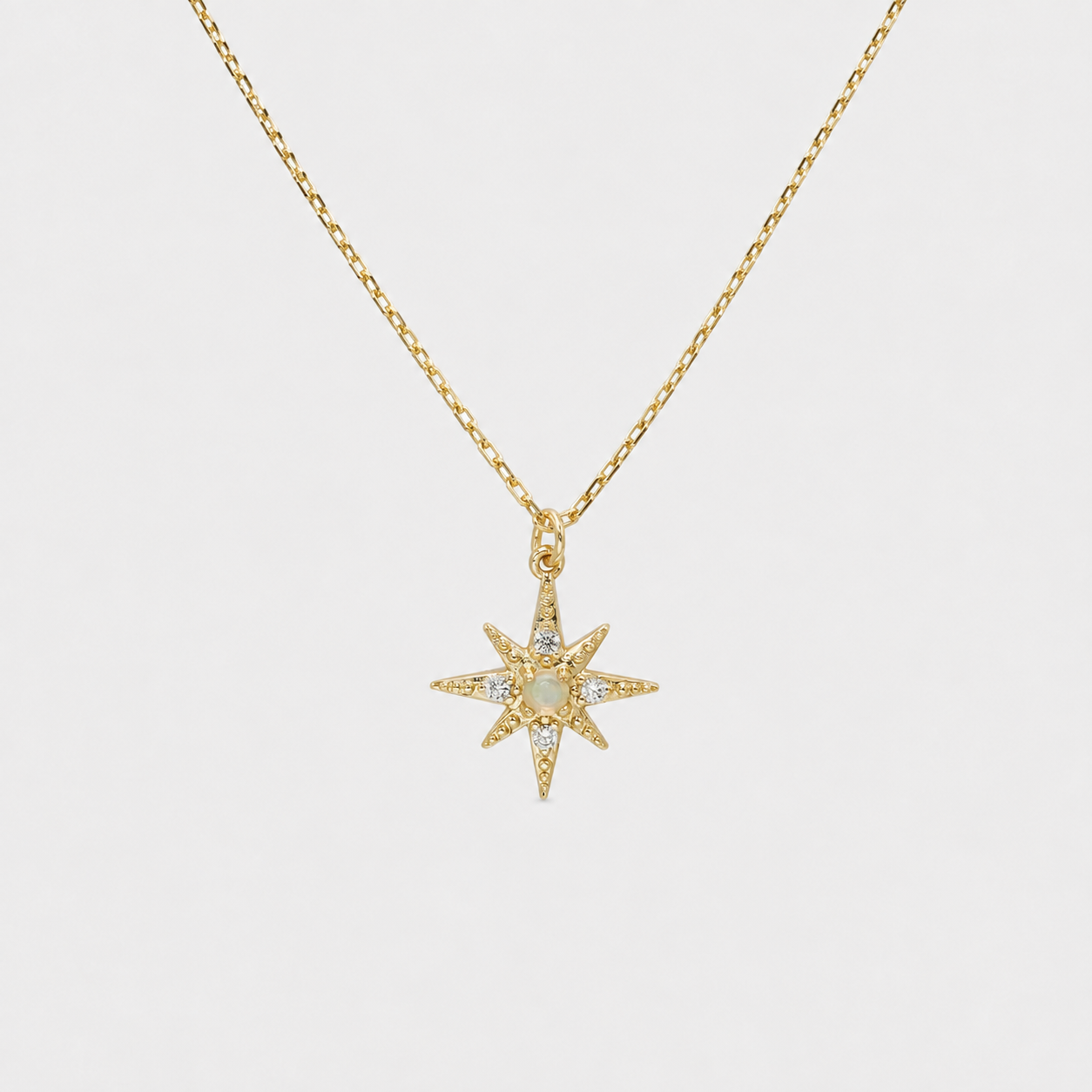 Opal Eight-Point Star Necklace in Gold Plated Silver