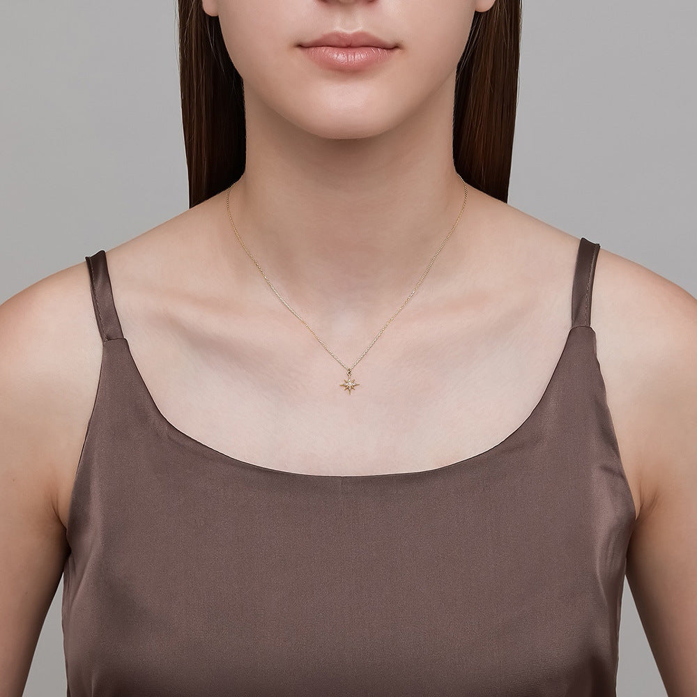 Opal Eight-Point Star Necklace in Gold Plated Silver
