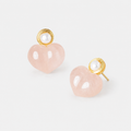 Peachy Heart Rose Quartz & Pearl Stud Earrings