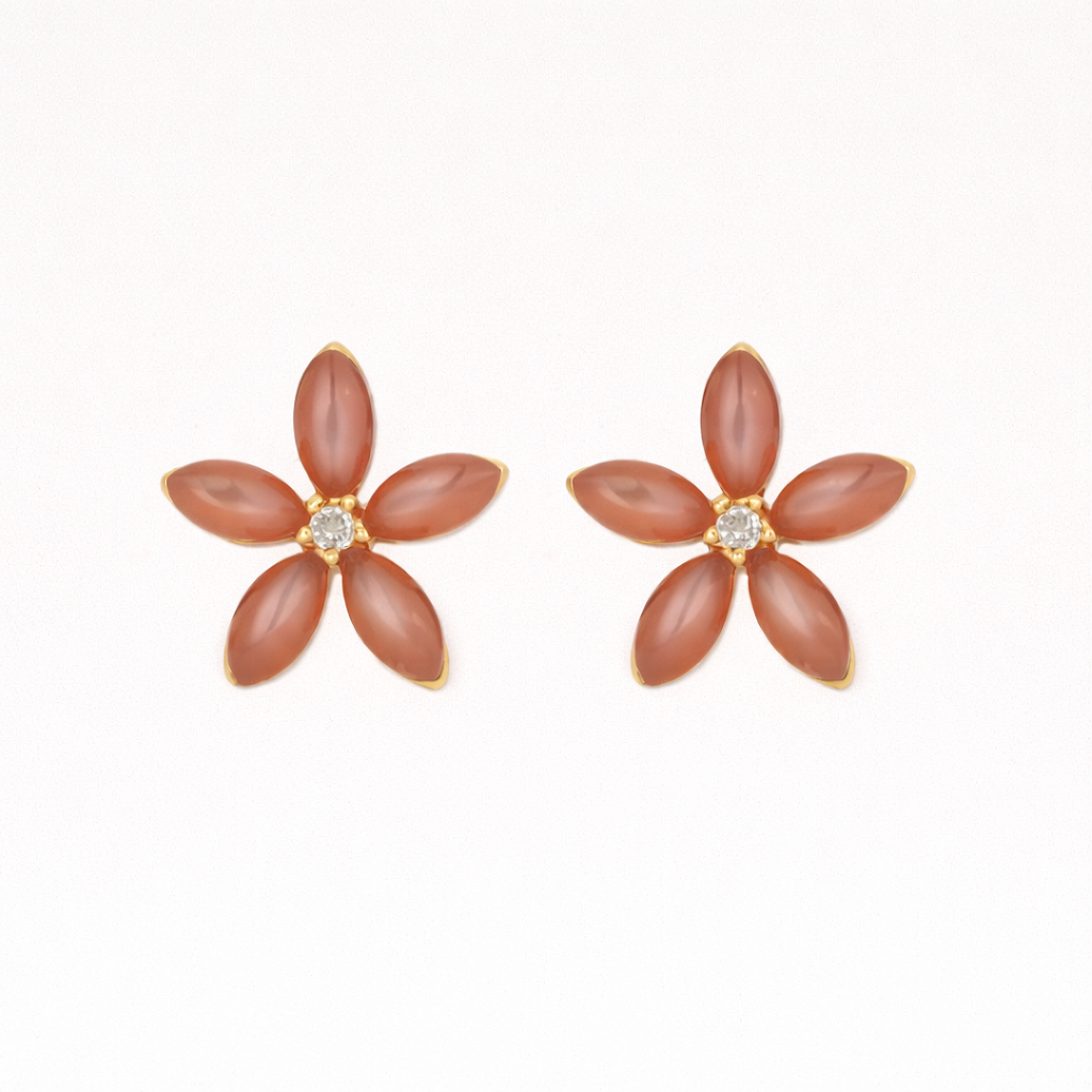 Pink Mother-of-Pearl Plum Blossom Stud Earrings