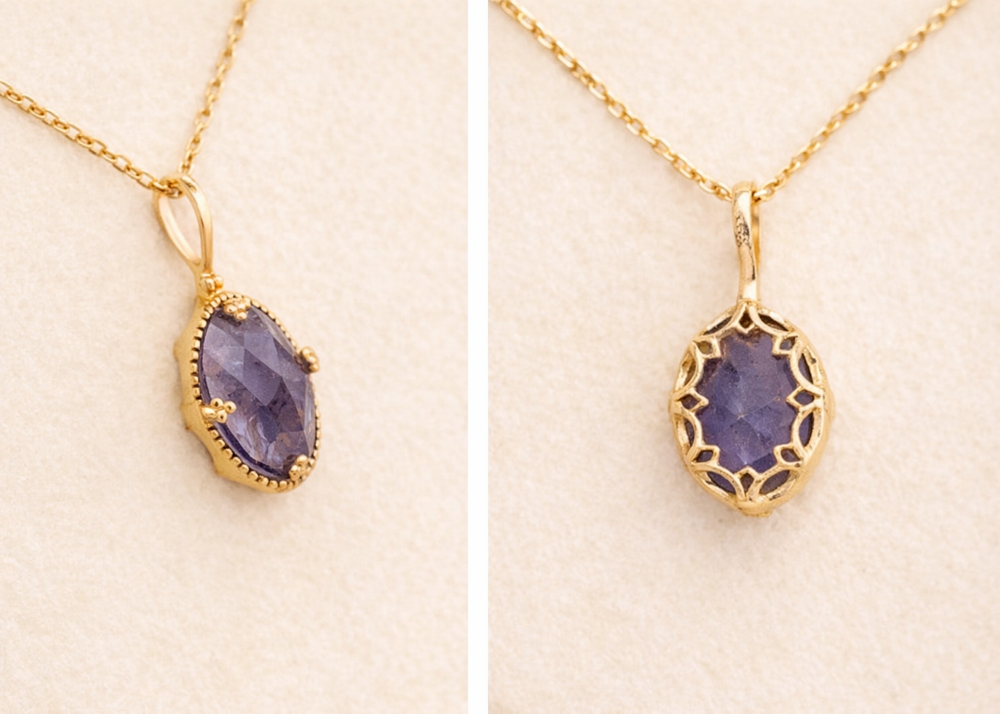 Dual-Layer Gem Pendant – Iolite & Labradorite