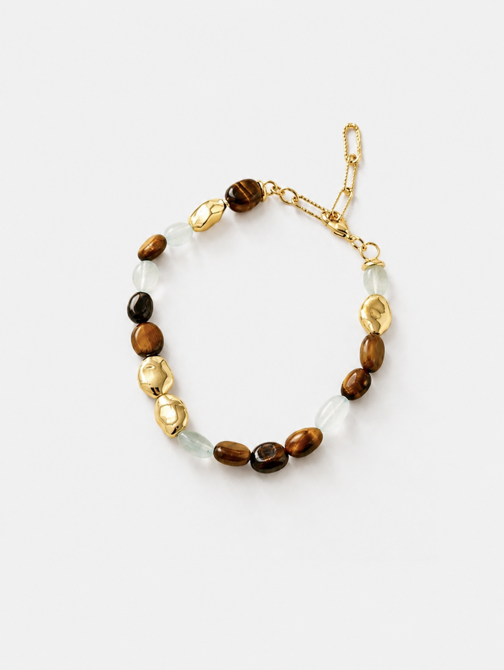 Sahara Tiger's Eye & Aquamarine Bracelet — 18K Gold Plated