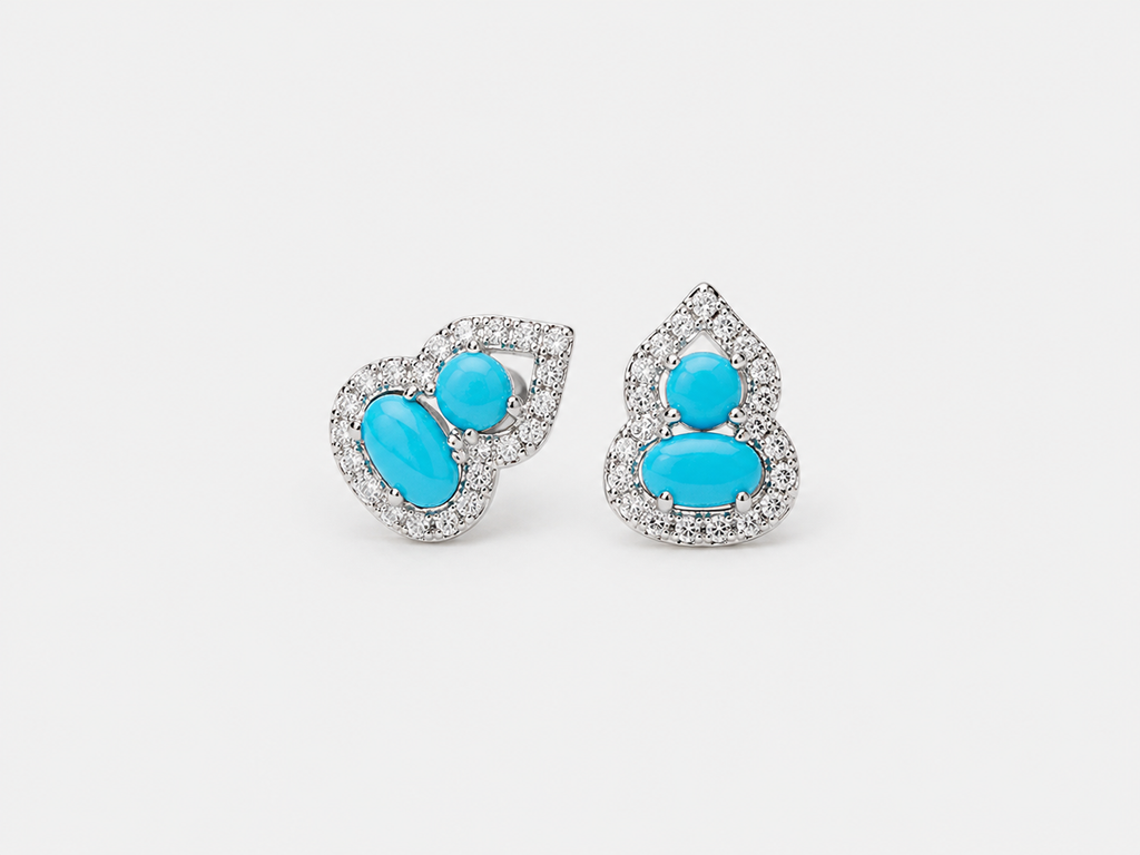 Sleeping Beauty Turquoise Gourd Stud Earrings