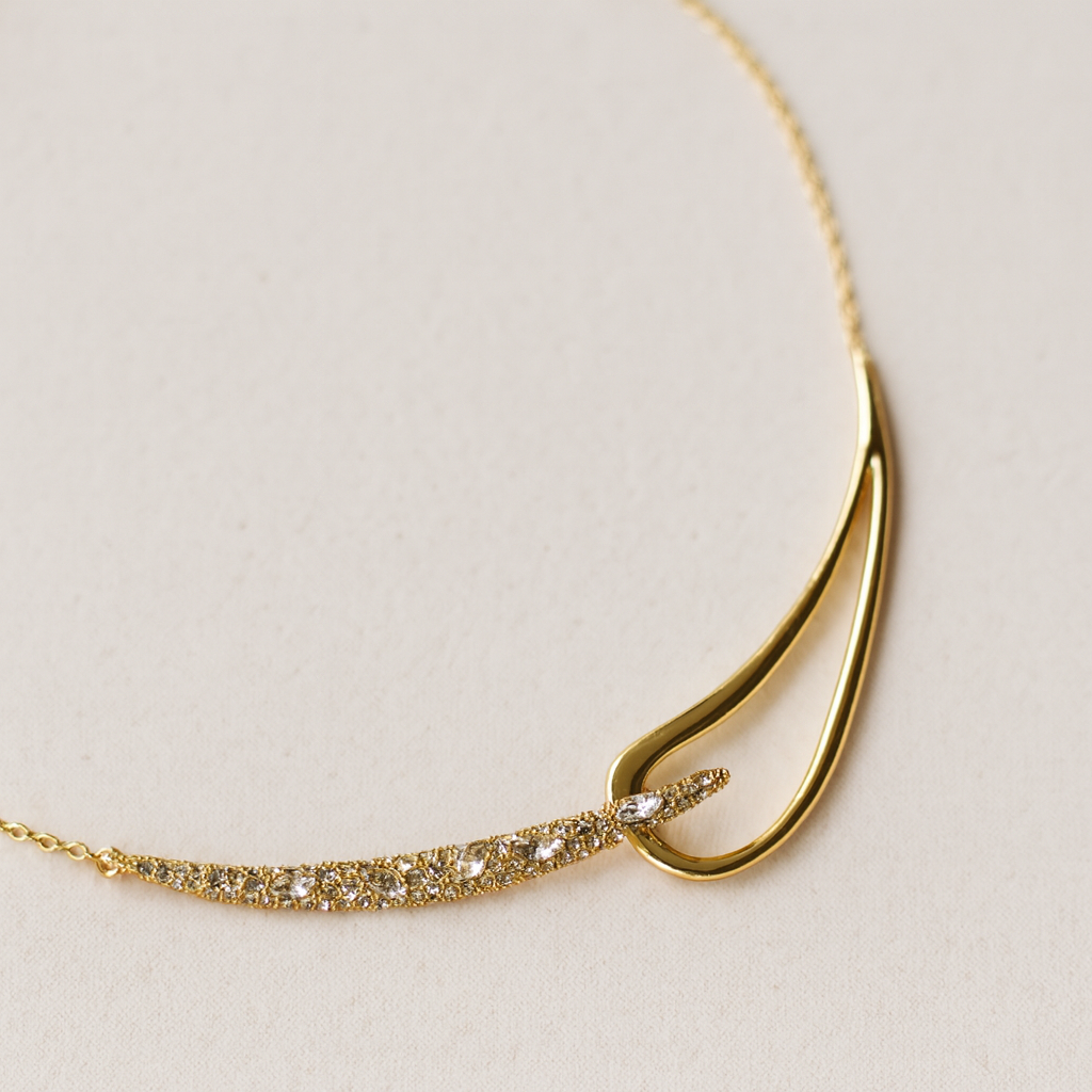 Sparkling Gold-Plated Statement Necklace – Winter & Holiday Party Essential