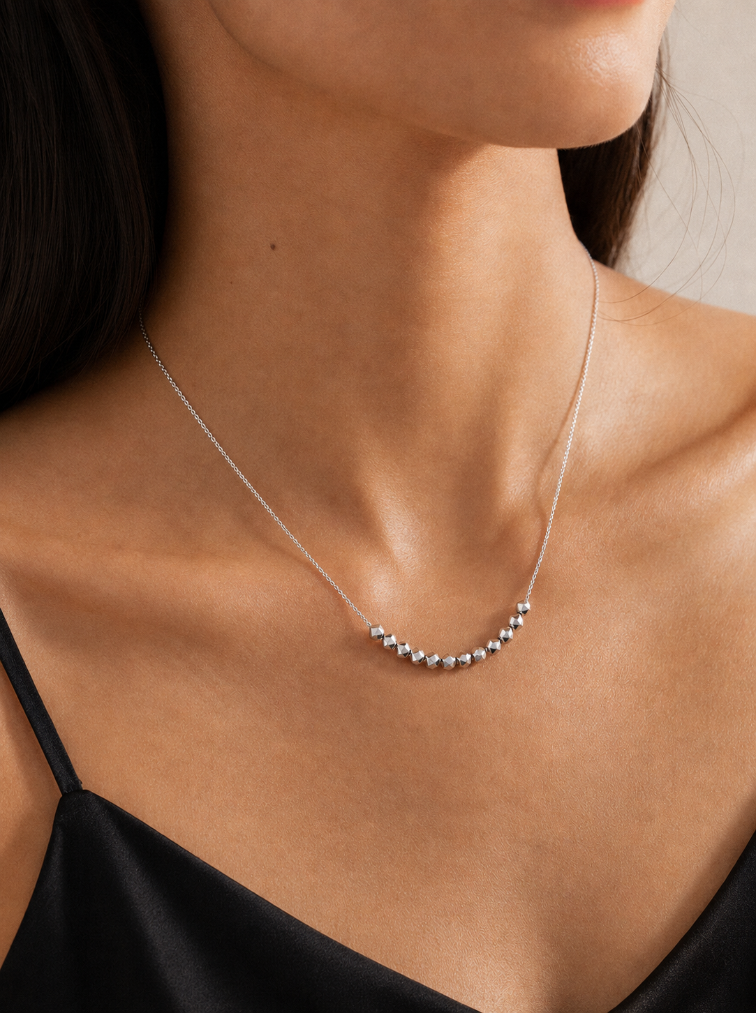 Sterling Silver Faceted Bead Necklace