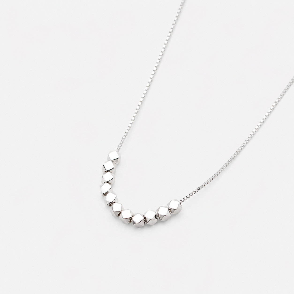 Sterling Silver Faceted Bead Necklace