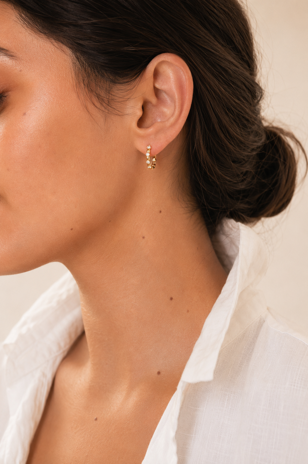 Sterling Silver Gold Wave Huggie Earrings
