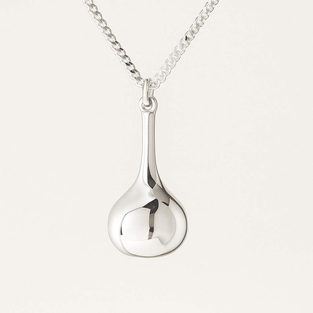 Sterling Silver Mini Kettle Necklace | Elegant Long Chain Design
