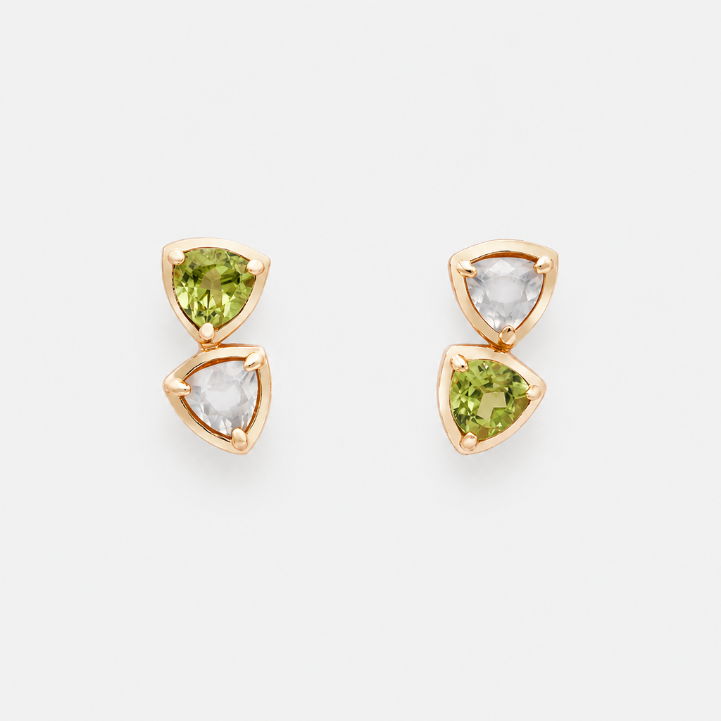 Sterling Silver Peridot & Prehnite Stud Earrings