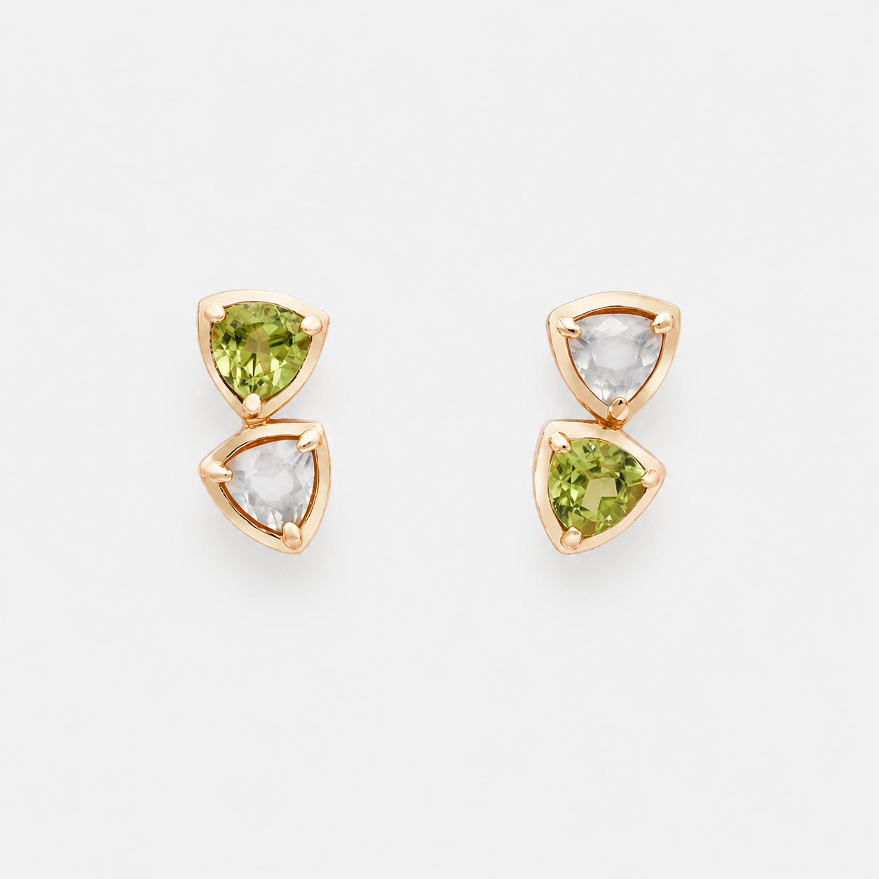 Sterling Silver Peridot & Prehnite Stud Earrings