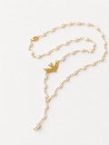 Baroque Pearl Lariat Necklace with Bird Charm