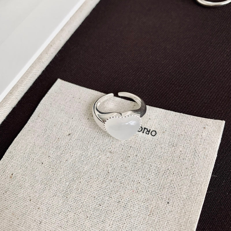 White Chalcedony Heart Ring from Gembee Jewellery