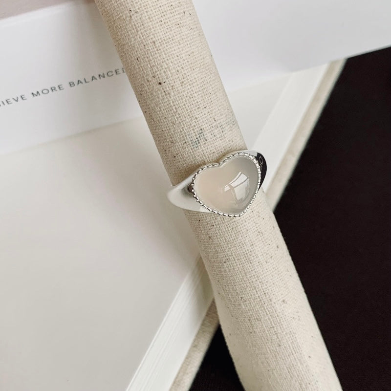 White Chalcedony Heart Ring from Gembee Jewellery
