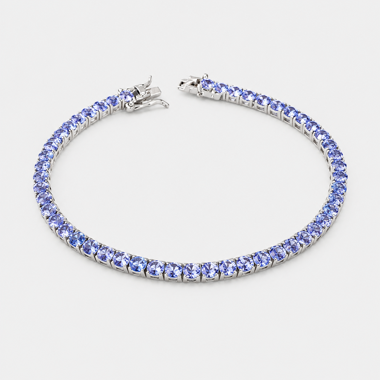 Tanzanite Tennis Bracelet in Sterling Silver - December Birthstone Jewellery