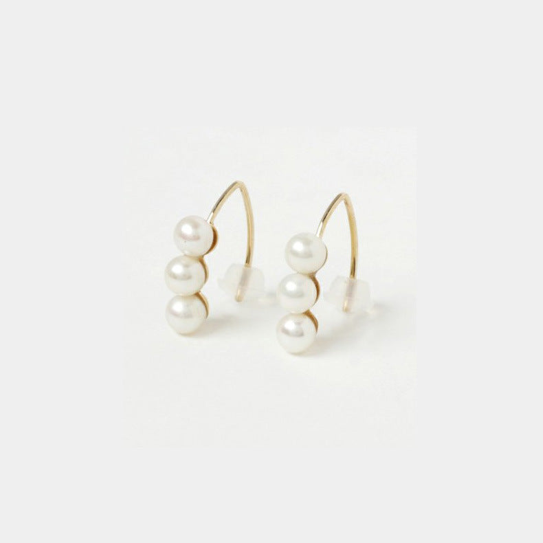 Triple Pearl “Pea Pod” Earrings | 925 Sterling Silver with 14K Gold Plating