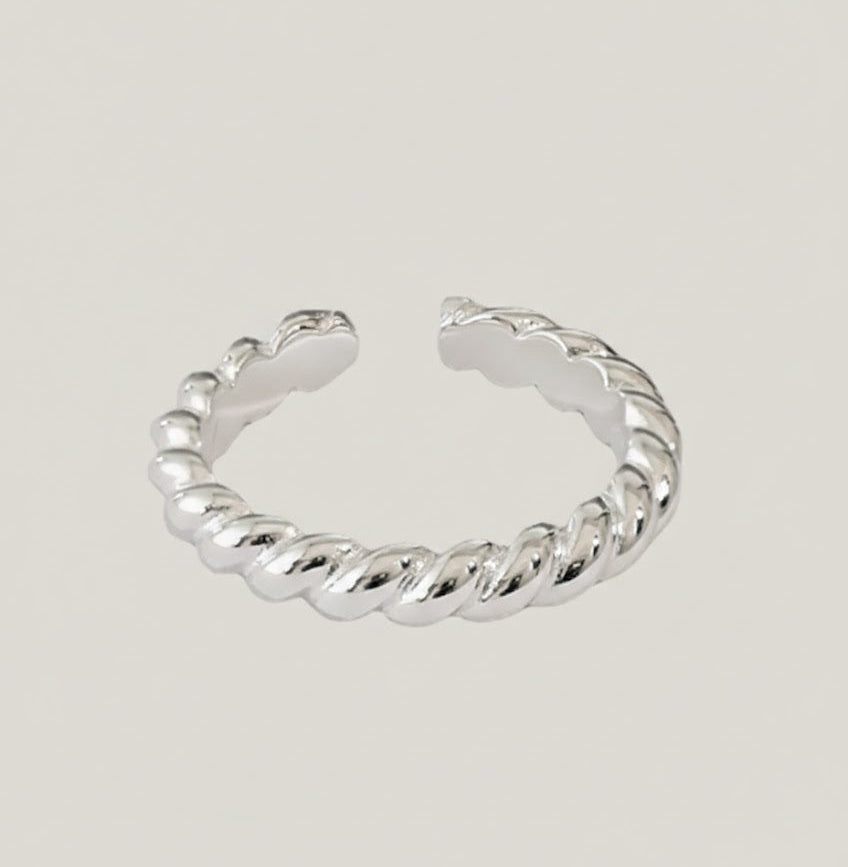 Twisted Rope Open Ring - Silver