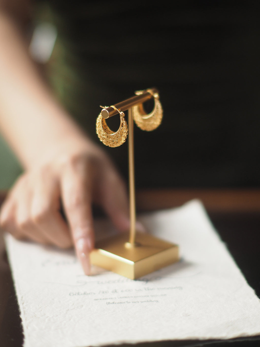 Vintage Lace-Inspired Baroque Hook Earrings - 18K Gold Plated Brass