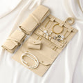Vintage Microfibre Travel Jewellery Roll Organiser | Compact Jewellery Case