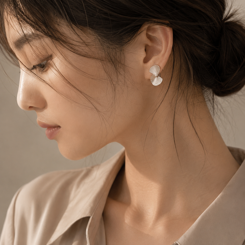 Architectural Fold Stud Earrings – 925 Sterling Silver
