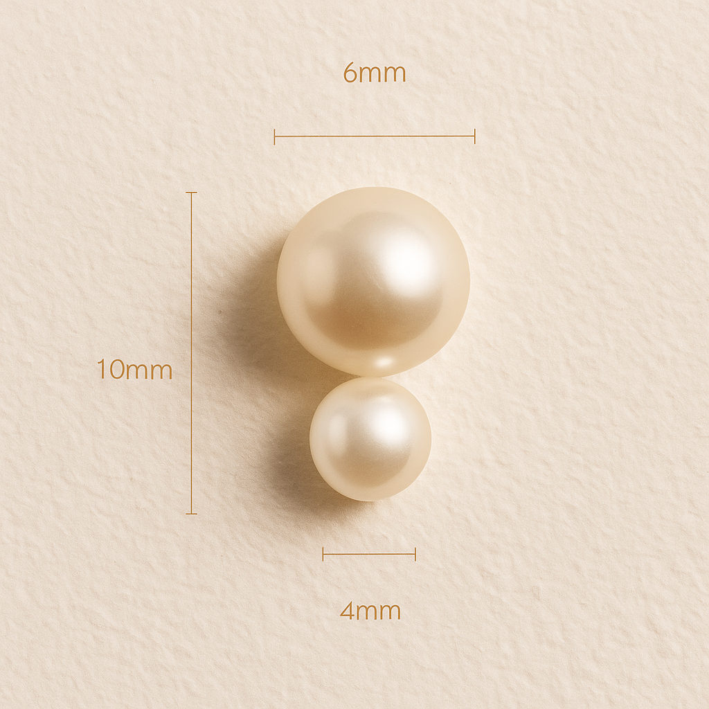 Double Pearl Stud Earrings – 925 Sterling Silver with 14K Rose Gold Plating