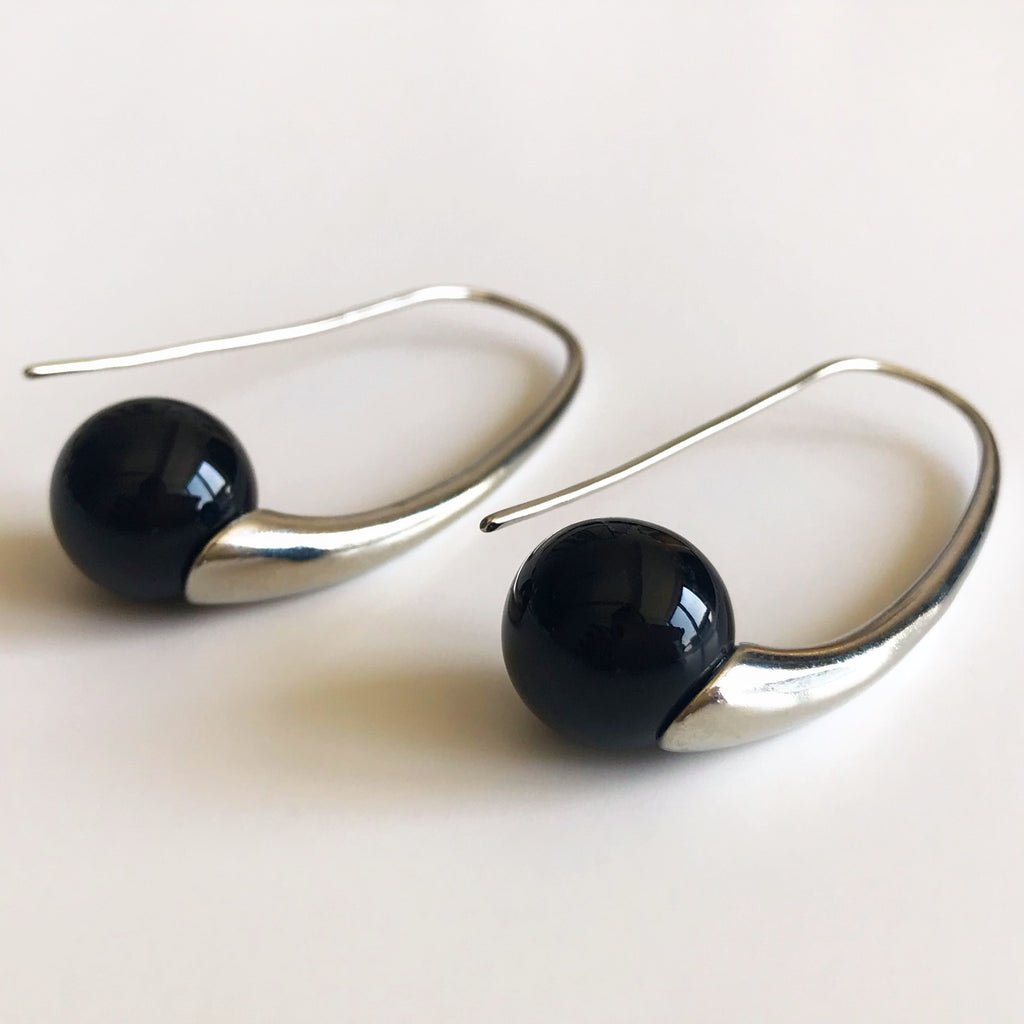 Sculptural Flow Earrings with Agate
