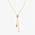 18K Gold Plated Adjustable Pearl Pendant Necklace – Minimal French Luxe Style