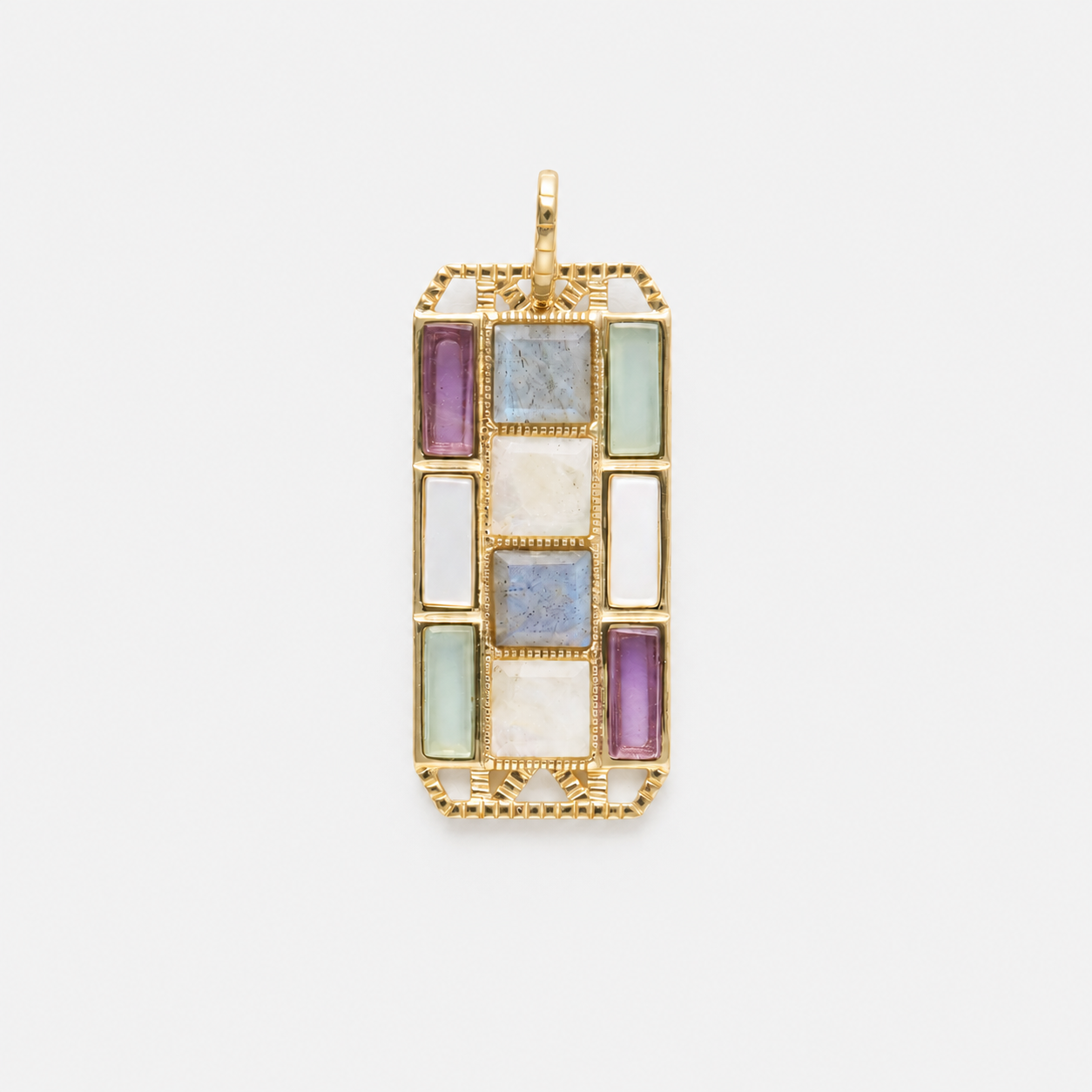 Amethyst, Labradorite & Moonstone Mosaic Pendant