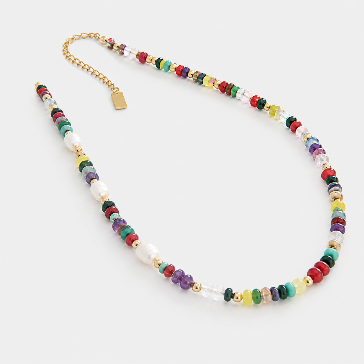 Multicolour Natural Gemstone & Freshwater Pearl Necklace