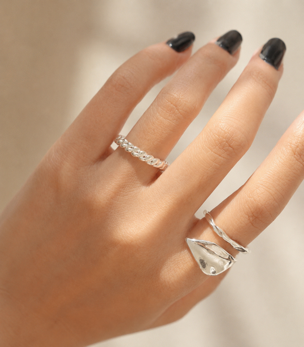 Twisted Rope Open Ring - Silver