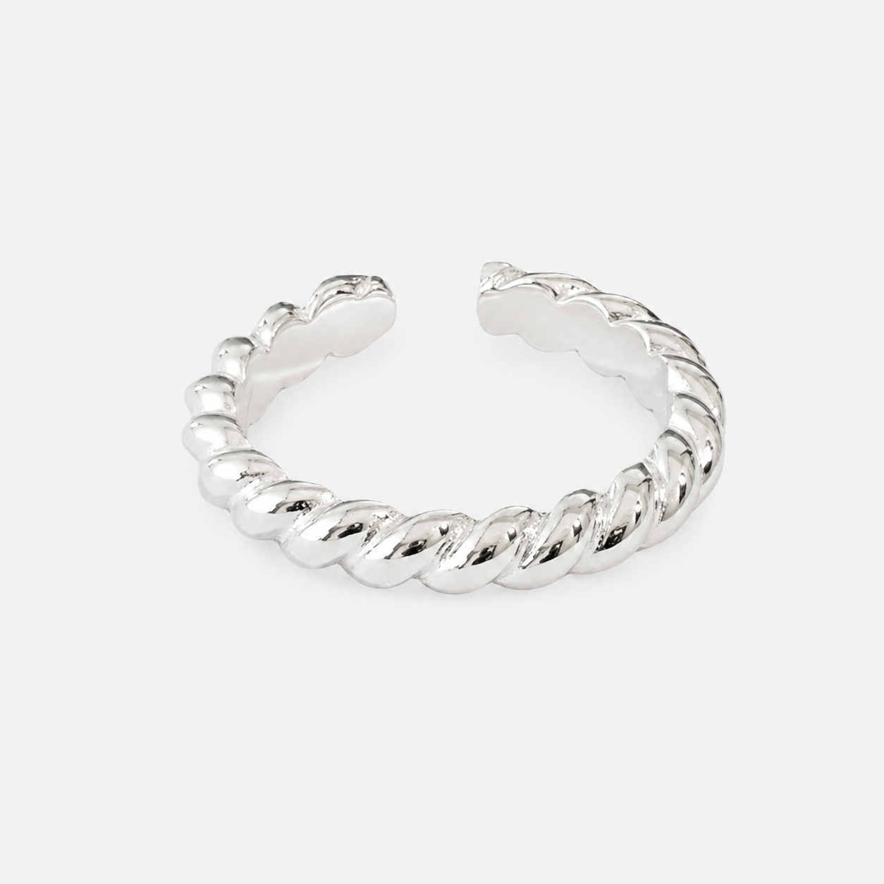 Twisted Rope Open Ring - Silver