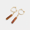 Warm Amber Bar Drop Earrings | 925 Sterling Silver Gold-Plated